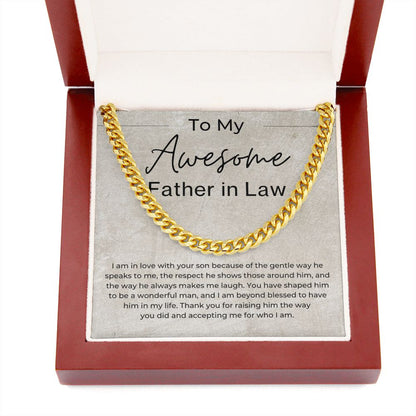 I Am Blessed To Have Your Son In My Life - Gift for Father In Law, From Daughter In Law - Linked Chain Necklace