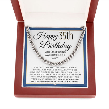 35th Birthday Gift For Him - Chain Necklace For 35 Year Old Man's Birthday - Great Birthday Gift For Men - Jewelry For Guys - Liliana and Liam