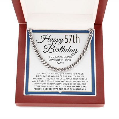 57th Birthday Gift For Him - Chain Necklace For 57 Year Old Man's Birthday - Great Birthday Gift For Men - Jewelry For Guys - Liliana and Liam