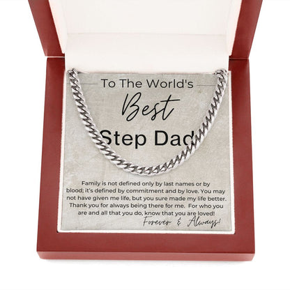 The World's Best Step Dad - Gift for Step Dad - Linked Chain Necklace