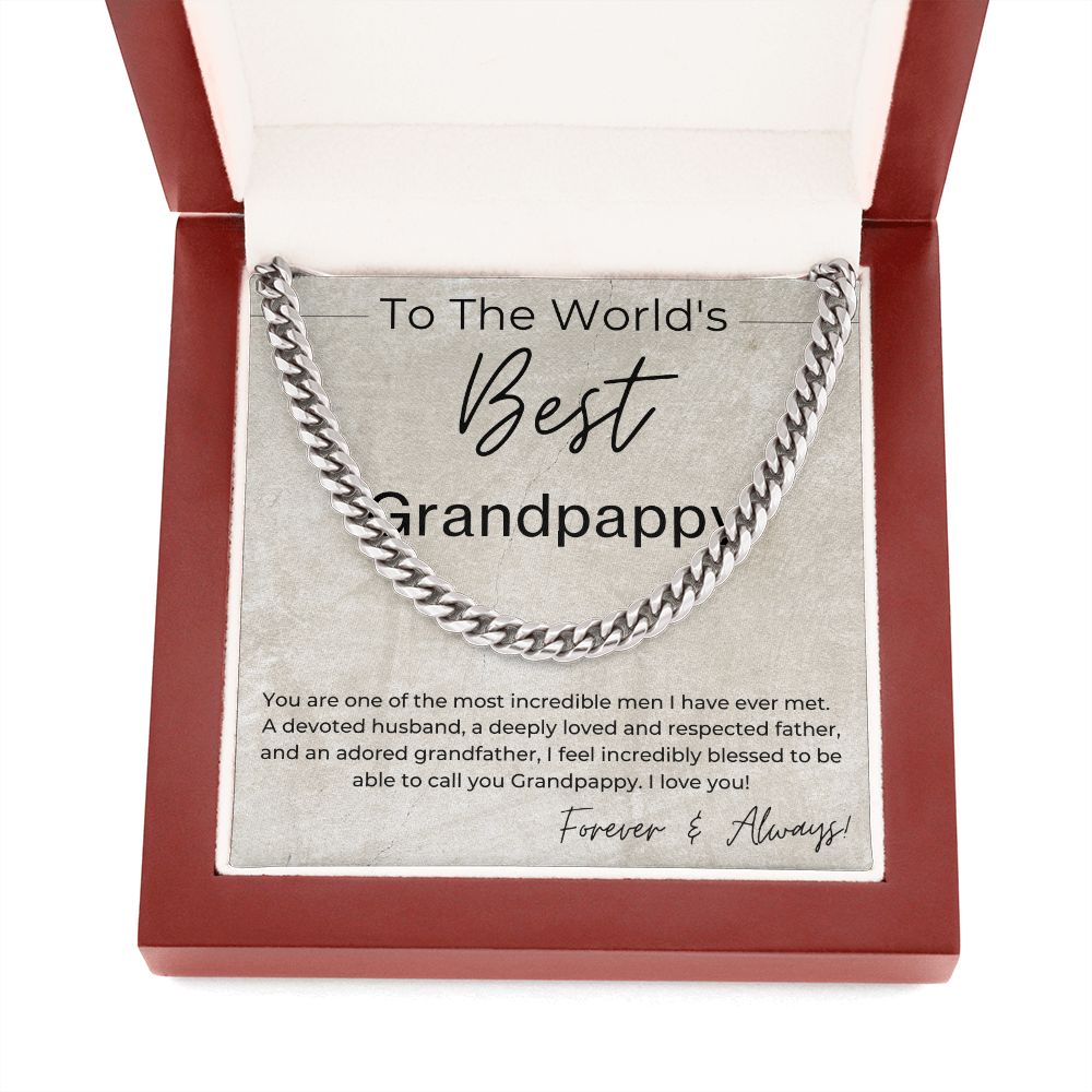 The World's Best Grandpappy - Gift for Grandpappy - Linked Chain Necklace