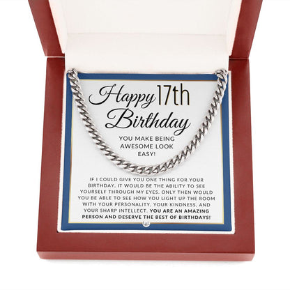 17th Birthday Gift For Him - Chain Necklace For 17 Year Old Young Man's Birthday - Great Teenage Birthday Gift For Teenager - Jewelry For Guys - Liliana and Liam