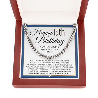 15th Birthday Gift For Him - Chain Necklace For 15 Year Old Young Man's Birthday - Great Teenage Birthday Gift For Teen Boy - Jewelry For Guys - Liliana and Liam