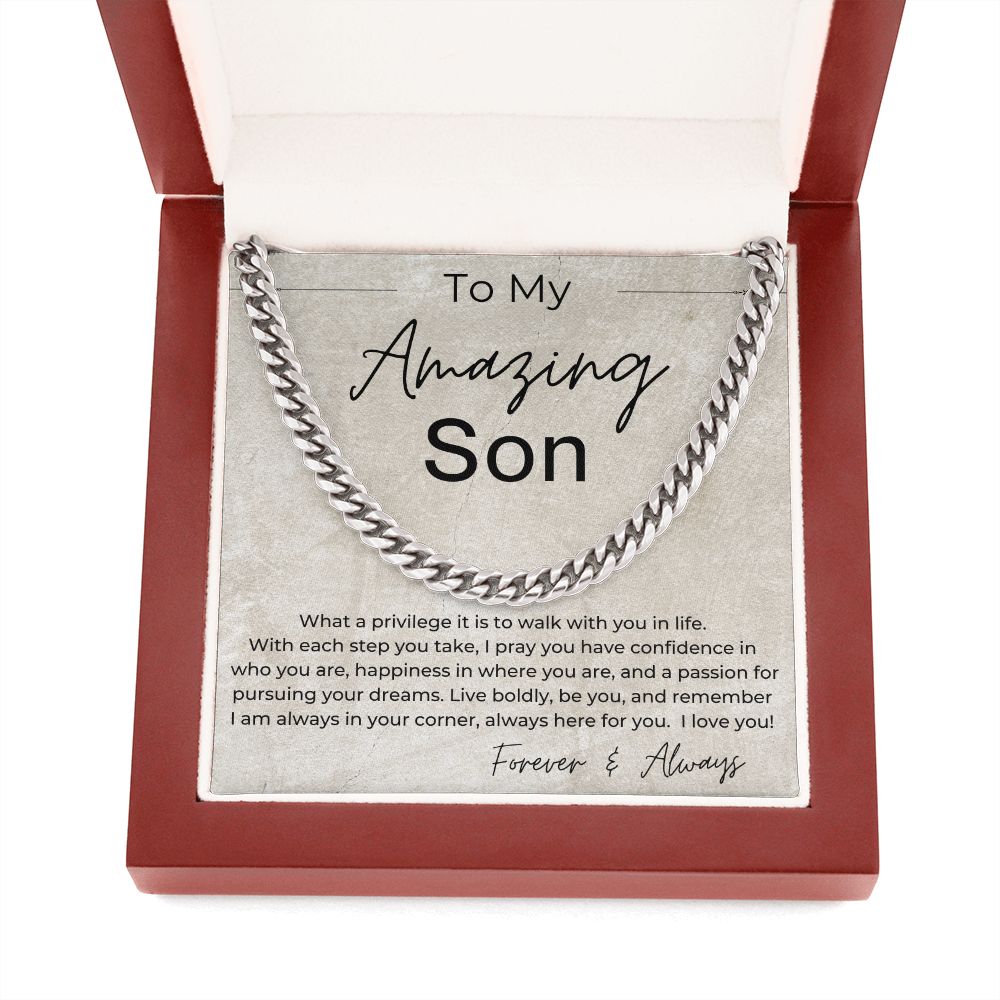 Live Boldly. Be You. - Gift for Son -  Linked Chain Necklace