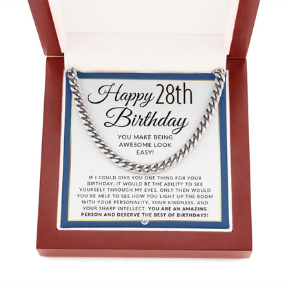 28th Birthday Gift For Him - Chain Necklace For 28 Year Old Man's Birthday - Great Birthday Gift For Men - Jewelry For Guys - Liliana and Liam
