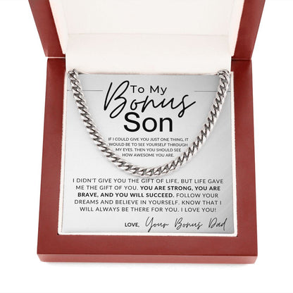 Believe In You - To My Bonus Son (Gift From Bonus Dad) - Christmas Gifts, Birthday Present, Graduation, Valentine's Day