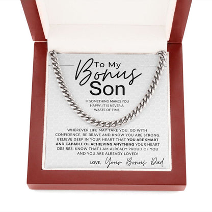 Be Brave, Be Strong - To My Bonus Son (Gift From Bonus Dad) - Christmas Gifts, Birthday Present, Graduation, Valentine's Day