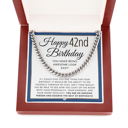 42nd Birthday Gift For Him - Chain Necklace For 42 Year Old Man's Birthday - Great Birthday Gift For Men - Jewelry For Guys - Liliana and Liam