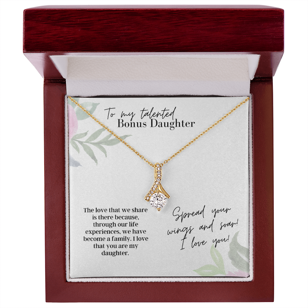 To My Talented Bonus Daughter, Spread Your Wings - Alluring Beauty Necklace