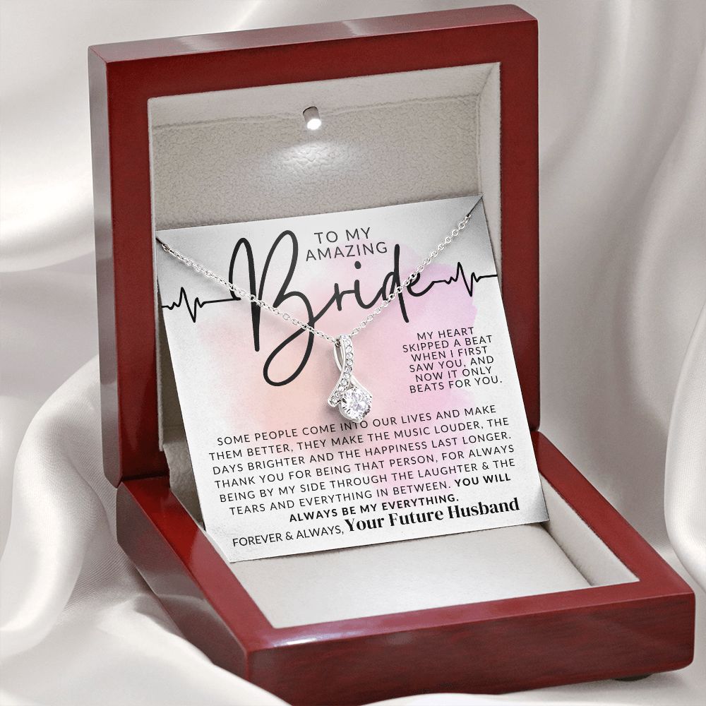 My Bride, My Heart Beat - Fiancée Gift For Her - Romantic Christmas, Thoughtful Birthday Present, or Valentine's Day Jewelry For Future Wife - From Groom