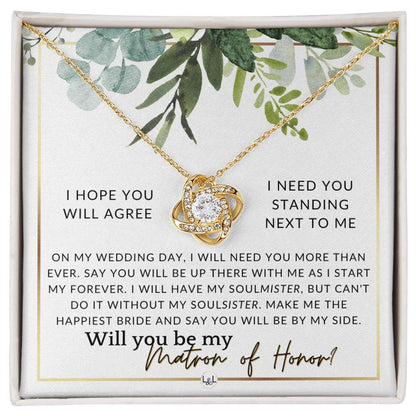 Matron of Honor Proposal Gift - Be My MOH Gift From Bride - By My Side - Wedding Party Accessory , White and Green, Eucalyptus Wedding - Liliana and Liam