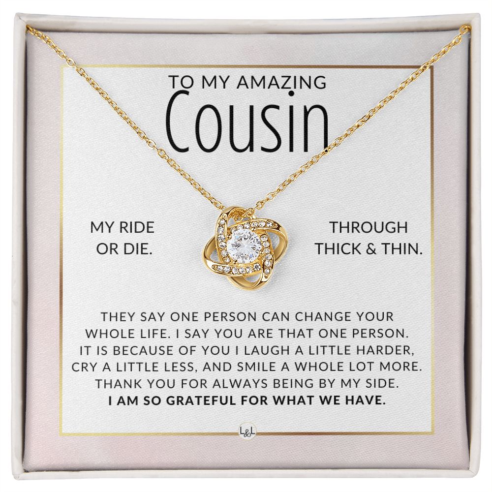 Gift For Female Cousin - Ride Or Die - Pendant Necklace Present For Girl Cousin -  Great For Christmas, Her Birthday, Or As An Encouragement Gift
