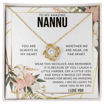Nannu Gift - Beautiful Women's Pendant - From Granddaughter, Grandson, Grandkids - Great For Mother's Day, Christmas, or Birthday