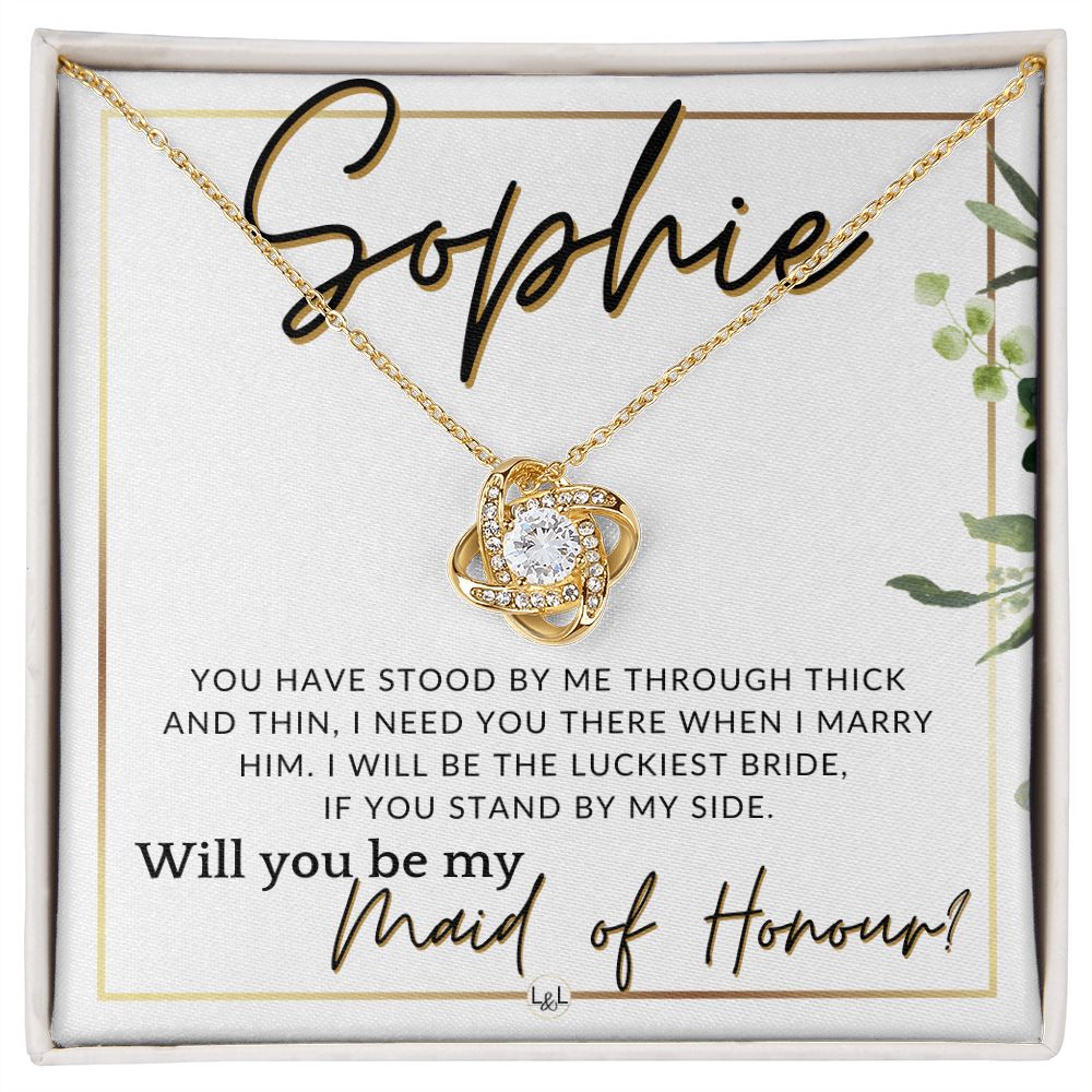 Maid of Honour Proposal, Custom Name - Be My Maid Of Honour - Gift From Bride - Need You There , White and Green, Eucalyptus Wedding