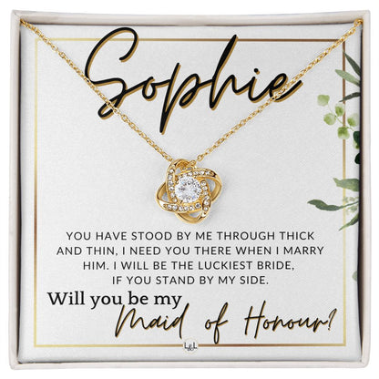 Maid of Honour Proposal, Custom Name - Be My Maid Of Honour - Gift From Bride - Need You There , White and Green, Eucalyptus Wedding