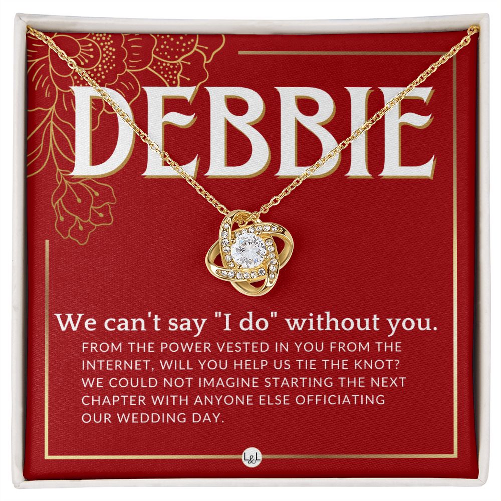 Wedding Officiant Proposal, Custom Name - From The Power Vested In You From The Internet Necklace - Red and Gold Wedding Theme