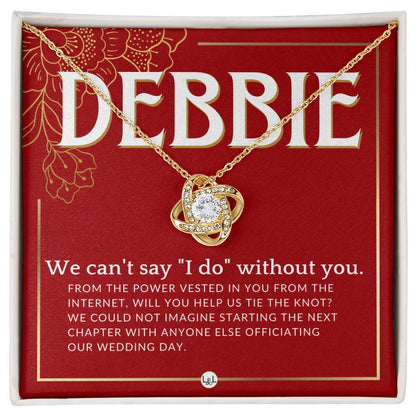 Wedding Officiant Proposal, Custom Name - From The Power Vested In You From The Internet Necklace - Red and Gold Wedding Theme