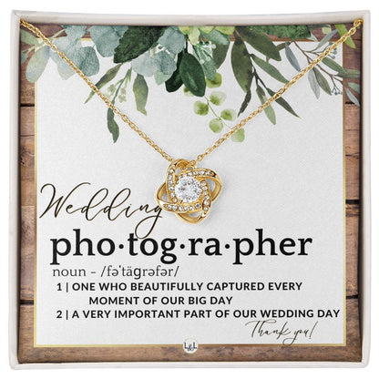 Wedding Photographer Gift - Thank You From Bride & Groom - Gratitude Gift, Token of Appreciation , Rustic and Wood Wedding Theme - Liliana and Liam