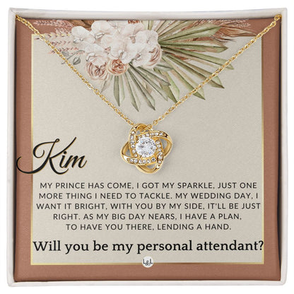 Wedding Personal Attendant Proposal, Custom Name - Wedding Helper - Wedding Party Gift Idea , Terracotta, Rust And Gold Wedding Theme - Liliana and Liam