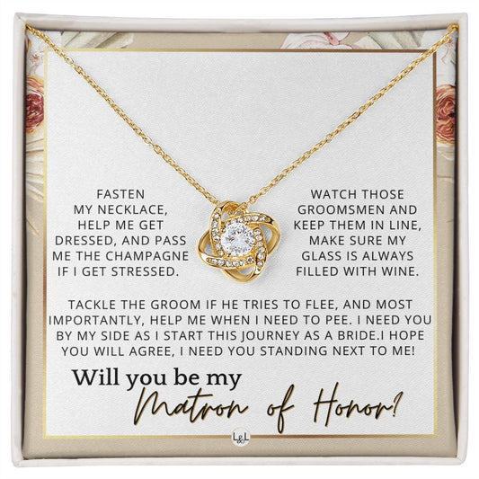 Matron of Honor Proposal Gift - Unique Be My MOH Gift From Bride - I Need You - Wedding Party , Pink Floral and Boho Wedding Theme - Liliana and Liam