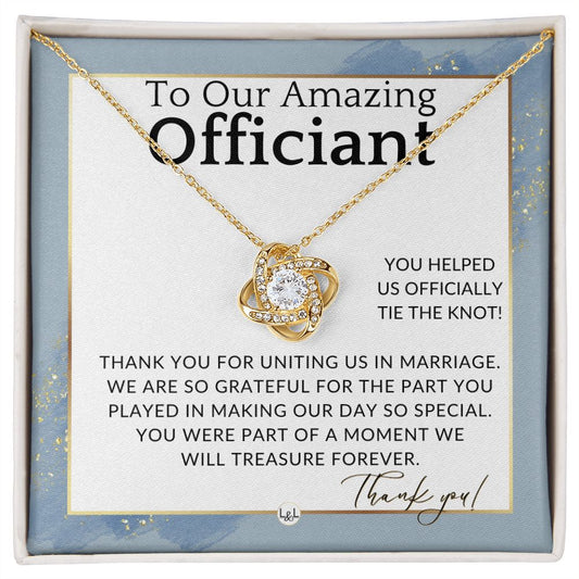 Officiant Gift - Thank You Gift For Wedding Officiant or Pastor - Gratitude and Appreciation , Dusty Blue And Gold Wedding Theme - Liliana and Liam