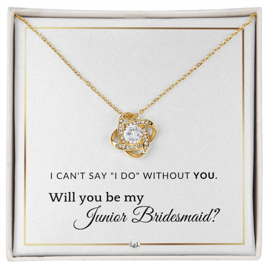 Junior Bridesmaid Proposal - Wedding Party Necklace - Gift From Bride - Will you be my Jr. Bridesmaid - Elegant White and Gold Wedding Theme