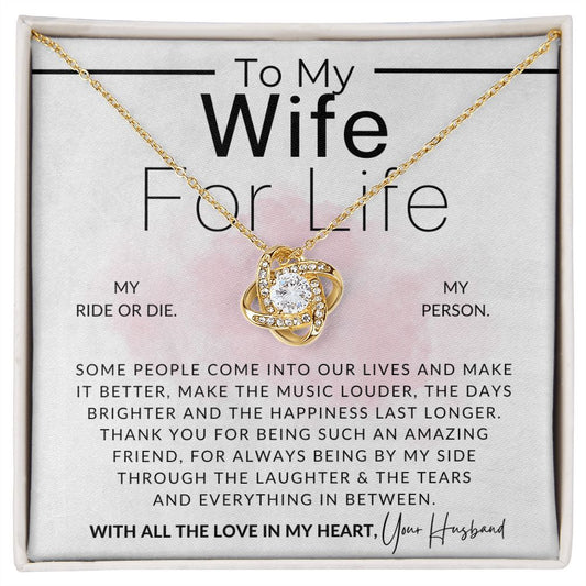 For Life - To My Wife Necklace - From Husband - Christmas Gifts, Birthday Present, Wedding Anniversary Gift, Valentine's Day