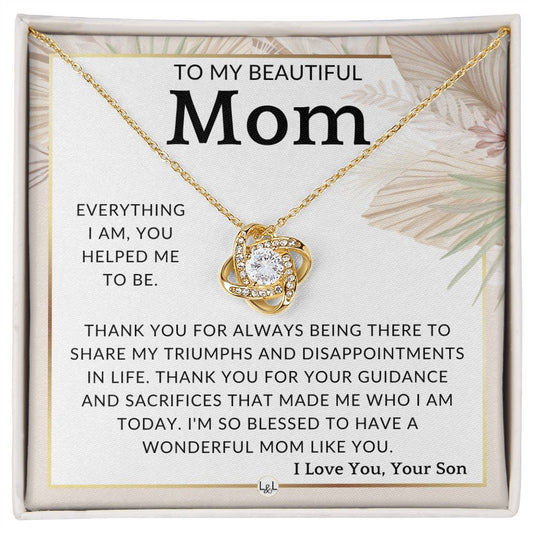Gift for Mom, From Son - You Helped Me - To Mother, From Son - Beautiful Women's Pendant Necklace - Great For Mother's Day, Christmas, or Her Birthday - Liliana and Liam