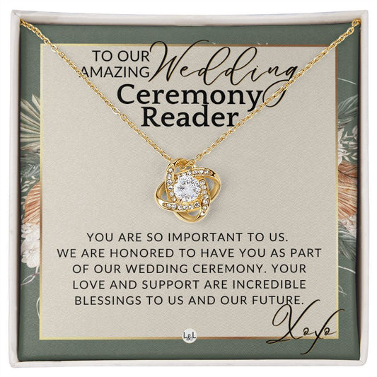 Wedding Ceremony Reader - Great Thank You Gift From Bride and Groom - Gratitude & Appreciation , Sage Green & Boho Wedding Theme - Liliana and Liam