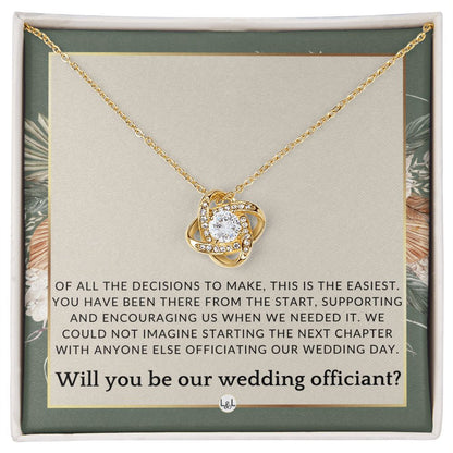 Wedding Officiant Proposal - Female Wedding Officiant, Pastor, Celebrants - Of All The Decisions , Sage Green & Boho Wedding Theme - Liliana and Liam
