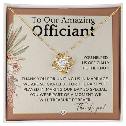 Officiant Gift - Thank You Gift For Wedding Officiant or Pastor - Gratitude and Appreciation , Terracotta, Rust And Gold Wedding Theme - Liliana and Liam