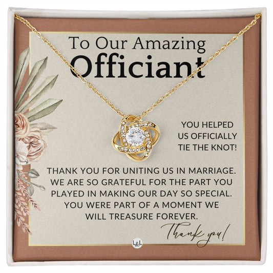 Officiant Gift - Thank You Gift For Wedding Officiant or Pastor - Gratitude and Appreciation , Terracotta, Rust And Gold Wedding Theme - Liliana and Liam
