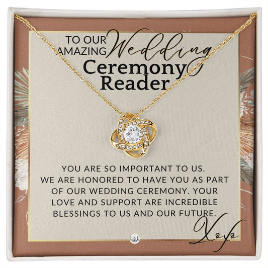 Wedding Ceremony Reader - Great Thank You Gift From Bride and Groom - Gratitude & Appreciation , Terracotta, Rust And Gold Wedding Theme - Liliana and Liam