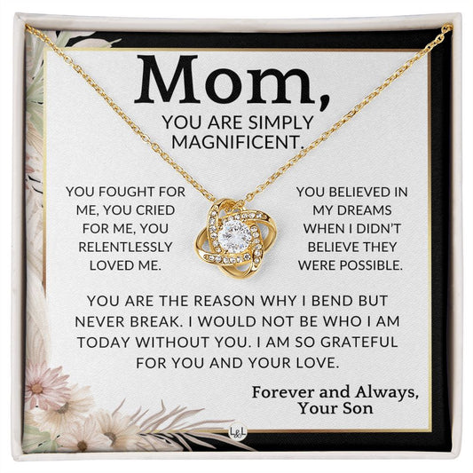 Gift for Mom, From Son - Simply Magnificent - To Mother, From Son - Beautiful Women's Pendant Necklace - Great For Mother's Day, Christmas, or Her Birthday - Liliana and Liam