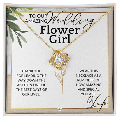 Flower Girl Necklace - Wedding Party Thank You Gift - Gratitude Gift, Token of Appreciation , Beach and Destination Wedding Theme - Liliana and Liam