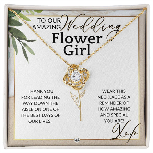Flower Girl Necklace - Wedding Party Thank You Gift - Gratitude Gift, Token of Appreciation , Beach and Destination Wedding Theme - Liliana and Liam