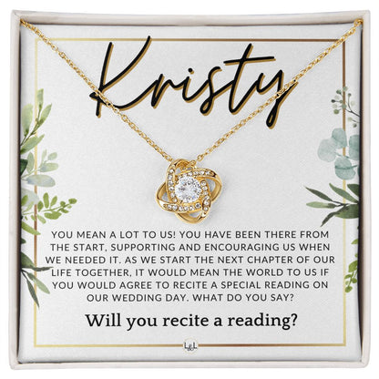 Wedding Ceremony Reader Proposal, Custom Name - Will You Read At Our Wedding - From The Couple , White and Green, Eucalyptus Wedding