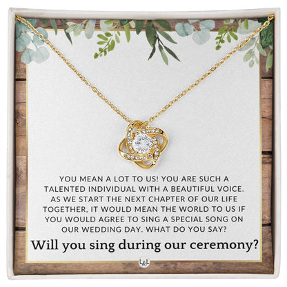 Wedding Ceremony Singer Proposal - Will You Sign At Our Wedding - From The Bride and The Groom , Rustic and Wood Wedding Theme - Liliana and Liam