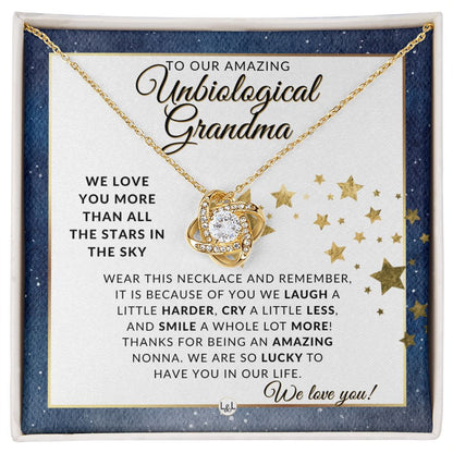 Our Unbiological Grandma Gift - Meaningful Necklace - Great For Mother's Day, Christmas, Her Birthday, Or As An Encouragement Gift - Liliana and Liam