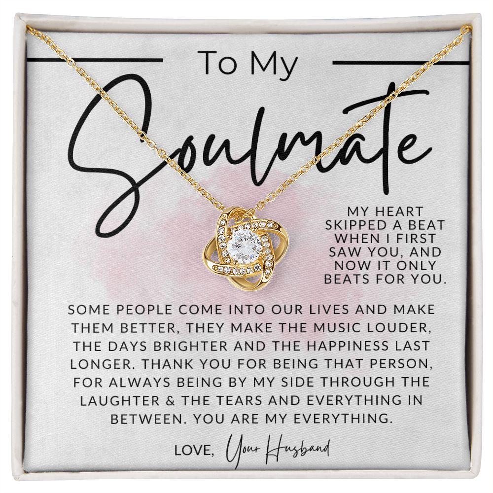 My Soulmate, My Heart Beat - To My Wife Necklace - From Husband - Christmas Gifts, Birthday Present, Wedding Anniversary Gift, Valentine's Day