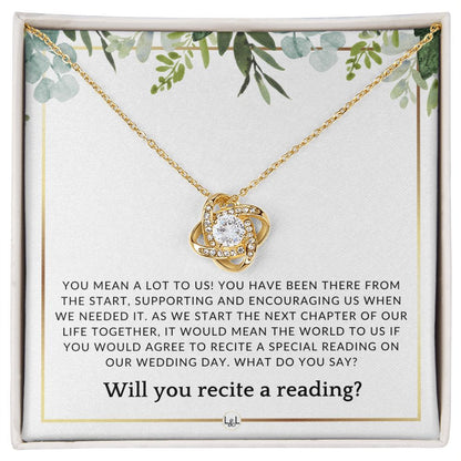Wedding Ceremony Reader Proposal - Will You Read At Our Wedding - From The Bride and The Groom , White and Green, Eucalyptus Wedding - Liliana and Liam