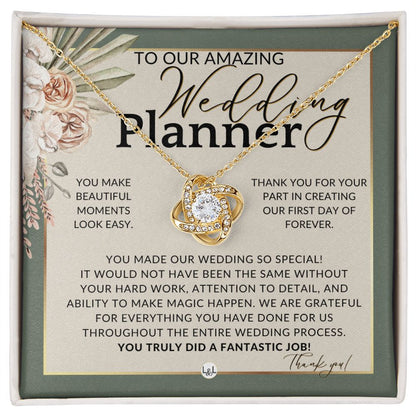 Wedding Event Planner Gift - Thank You From The Couple - Gratitude Gift, Token of Appreciation , Sage Green & Boho Wedding Theme - Liliana and Liam