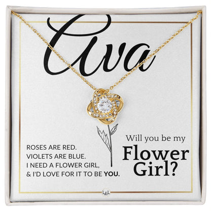 Flower Girl Proposal - Will You Be My Flower Girl - Custom Name - Elegant White and Gold Wedding Theme