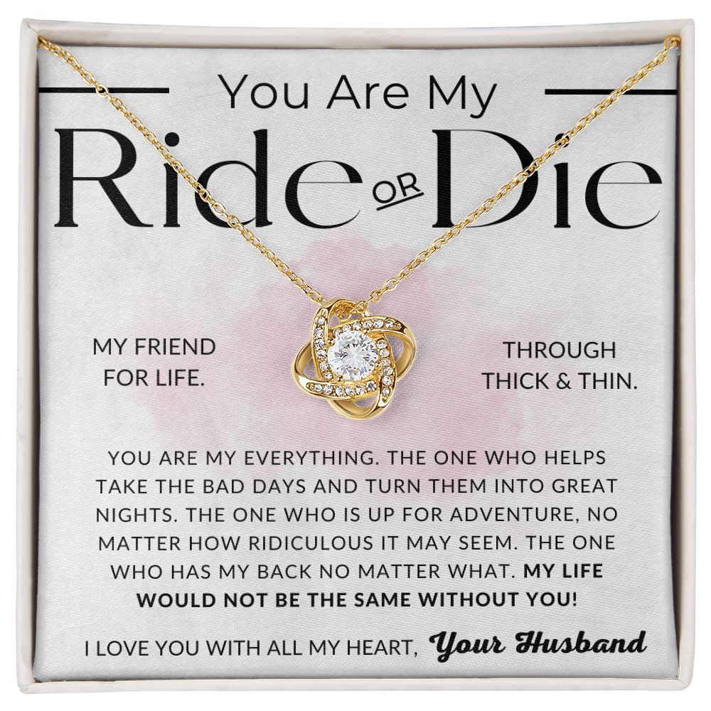 My Ride Or Die - To My Wife Necklace - From Husband - Christmas Gifts, Birthday Present, Wedding Anniversary Gift, Valentine's Day