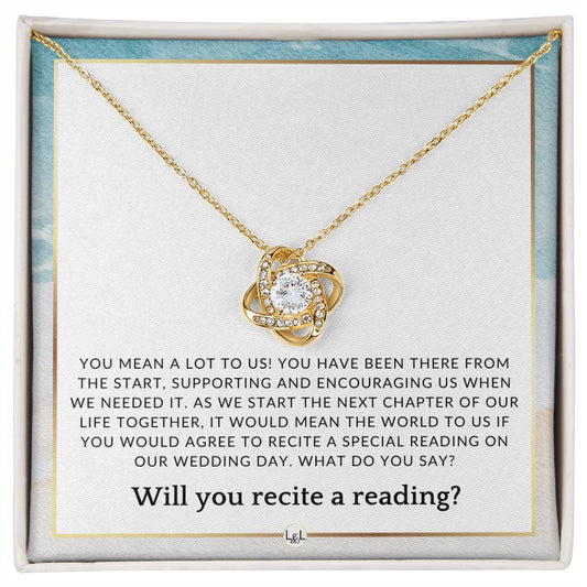 Wedding Ceremony Reader Proposal - Will You Read At Our Wedding - From The Bride and The Groom , Beach and Destination Wedding Theme - Liliana and Liam