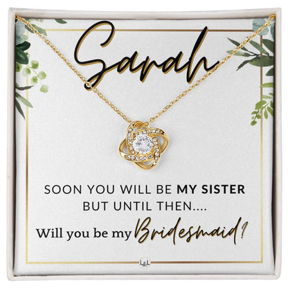 Bridesmaid Proposal, Custom Name - Will You Be My Bridesmaid, Sister in Law - Wedding Party , White and Green, Eucalyptus Wedding