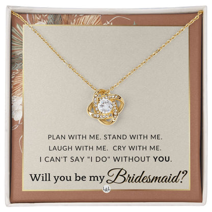 Bridesmaid Proposal, Custom Name - Wedding Party Jewelry Accessory From Bride - Be My Bridesmaid , Terracotta, Rust And Gold Wedding Theme - Liliana and Liam