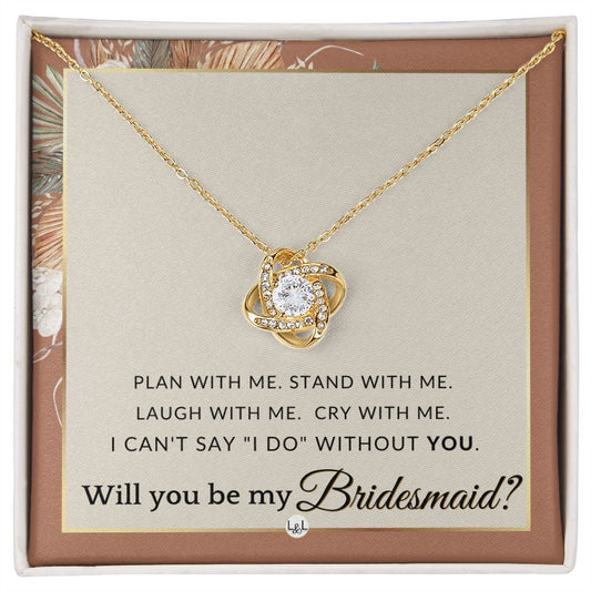 Bridesmaid Proposal, Custom Name - Wedding Party Jewelry Accessory From Bride - Be My Bridesmaid , Terracotta, Rust And Gold Wedding Theme - Liliana and Liam