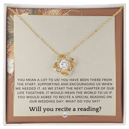 Wedding Ceremony Reader Proposal - Will You Read At Our Wedding - From The Bride and The Groom , Terracotta, Rust And Gold Wedding Theme - Liliana and Liam