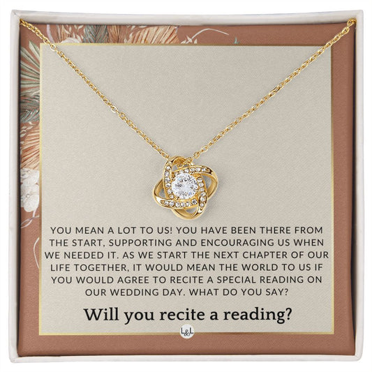 Wedding Ceremony Reader Proposal - Will You Read At Our Wedding - From The Bride and The Groom , Terracotta, Rust And Gold Wedding Theme - Liliana and Liam
